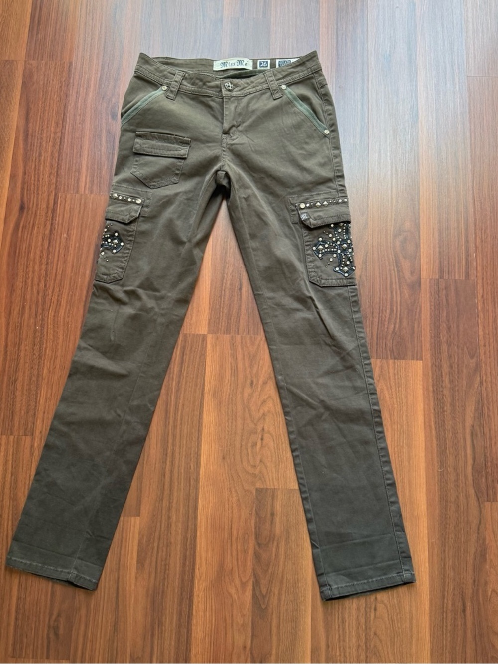 Miss Me Crystal Cross Cargo Pants Style #CP1270